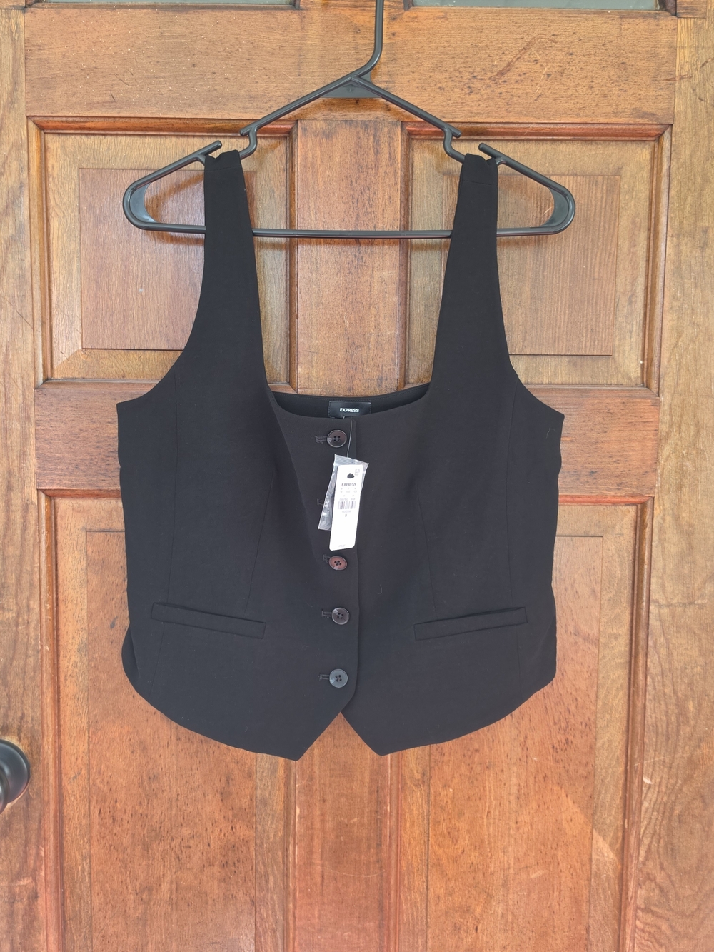 Express Black Tailored Button Vest